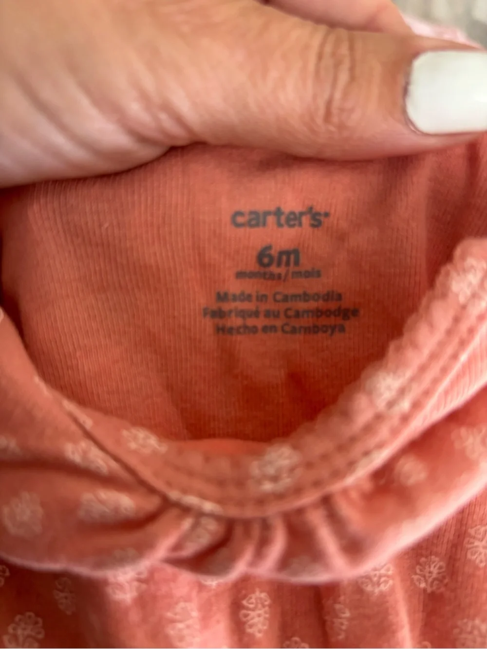 Carter's Pink, Coral and White One-Piece & Footed Pajama Set